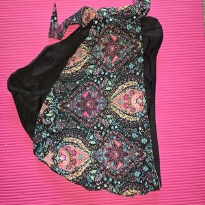 Torrid Black and Pink Patterned Swim Skirt